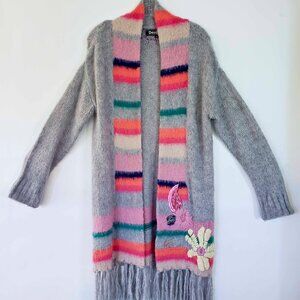 Desigual Multicolor Long Sweater Coat MEDIUM